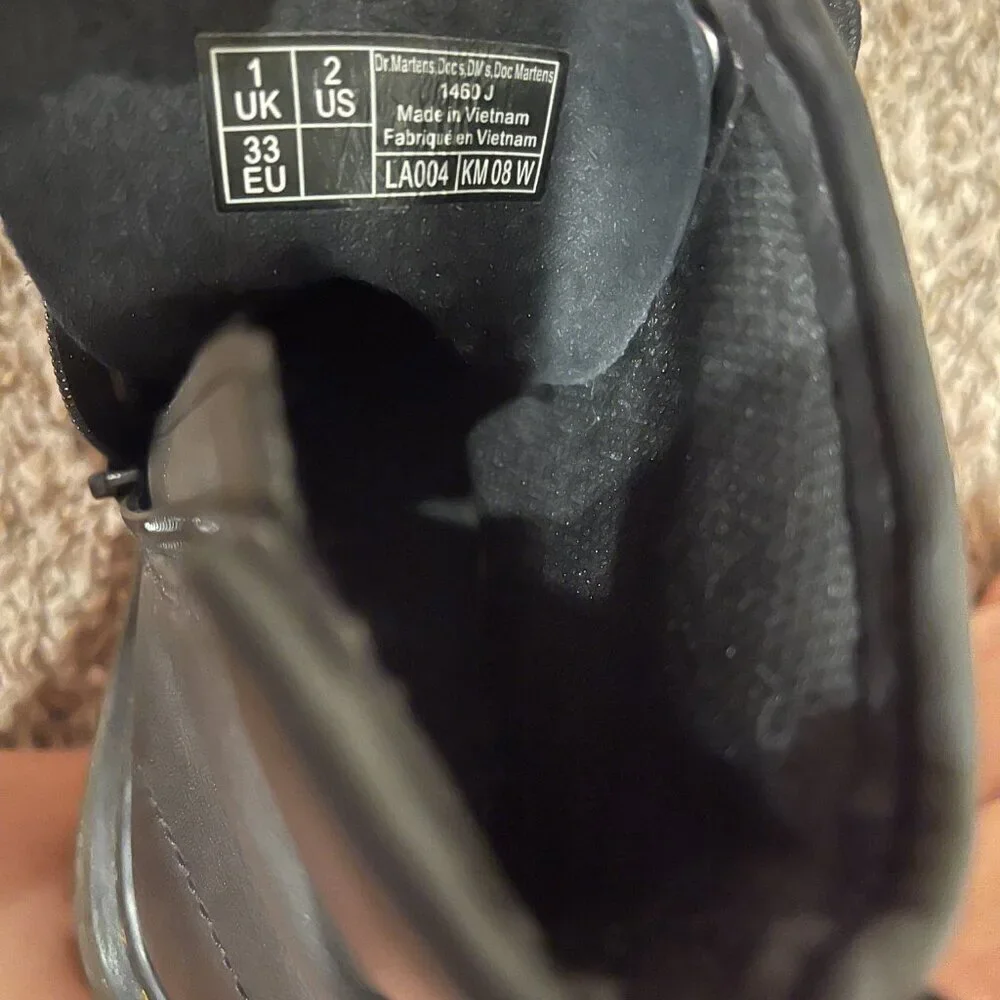 Dr. Martens Kids 1460 Softy T Black Leather Boots - Size 2 Little Kid